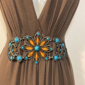 Beautiful Brown Knit Dress w/Gorgeous Waist Decor